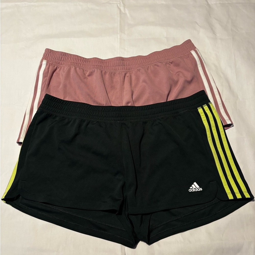🩷💚 2 Pair Adidas Women's XL shorts dark green & pink